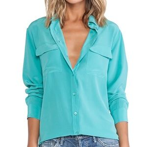 Equipment Silk Signature Blouse in Dark Jade XS